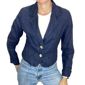 Jane & John Montreal 100% linen cropped blue jacket blazer S